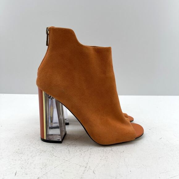 Calvin Klein Lulah Open Toe Bootie Style Zipper 4" Clear Block Heels 34E5331 - Picture 5 of 16